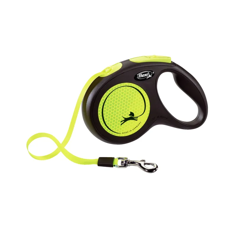 flexi New NEON Gurt M 5 Meter schwarz/neongelb Roll-Leine für Hunde Online Kaufen